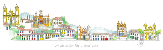 Impressão fine art de aquarela: Ouro Preto
