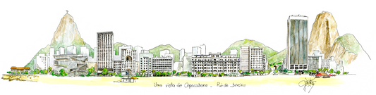 Presente para quem ama o Rio de Janeiro: aquarela de Copacabana