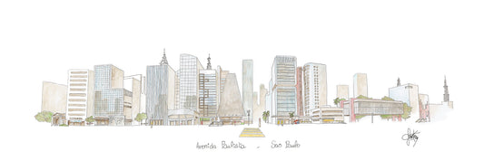 Quadro para sala: aquarela panorâmica da Avenida Paulista