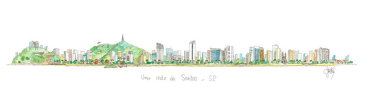O que fazer em Santos: aquarela panorâmica da cidade