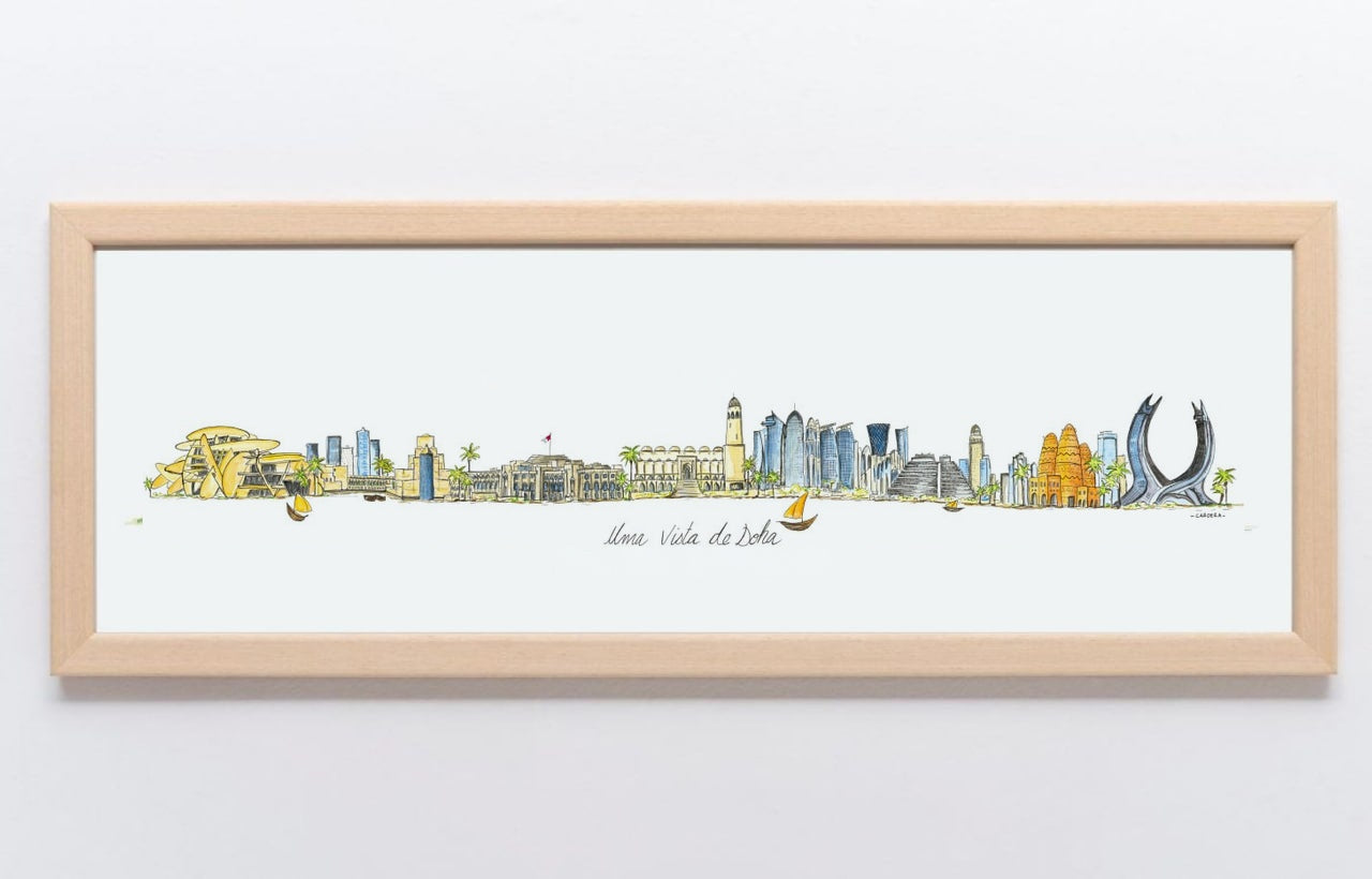 Quadro de Doha com moldura crua de carvalho