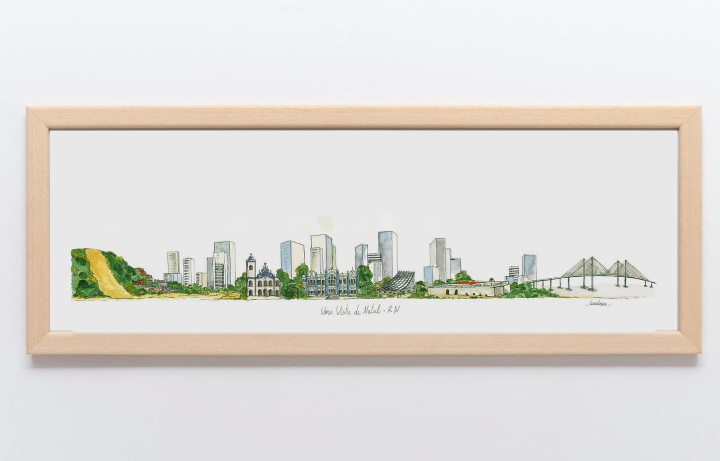 Quadro de Natal com moldura crua de carvalho