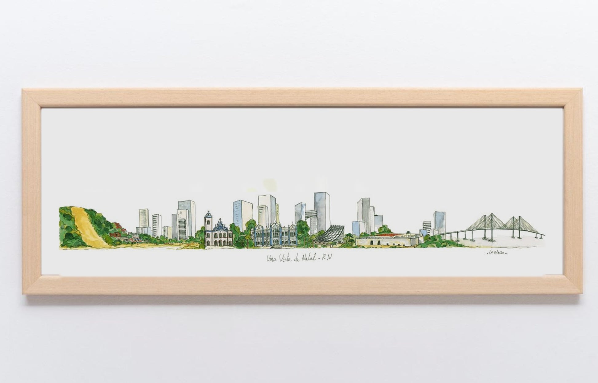 Quadro de Natal com moldura crua de carvalho