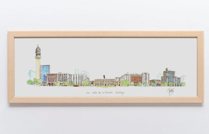 Quadro do Palácio de La Moneda com moldura crua de carvalho