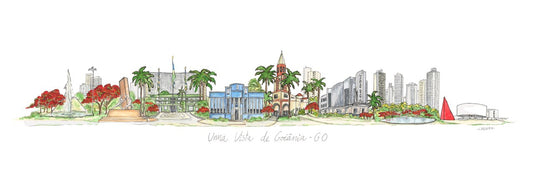Quadro aquarela de Goiânia, Goiás, sem moldura